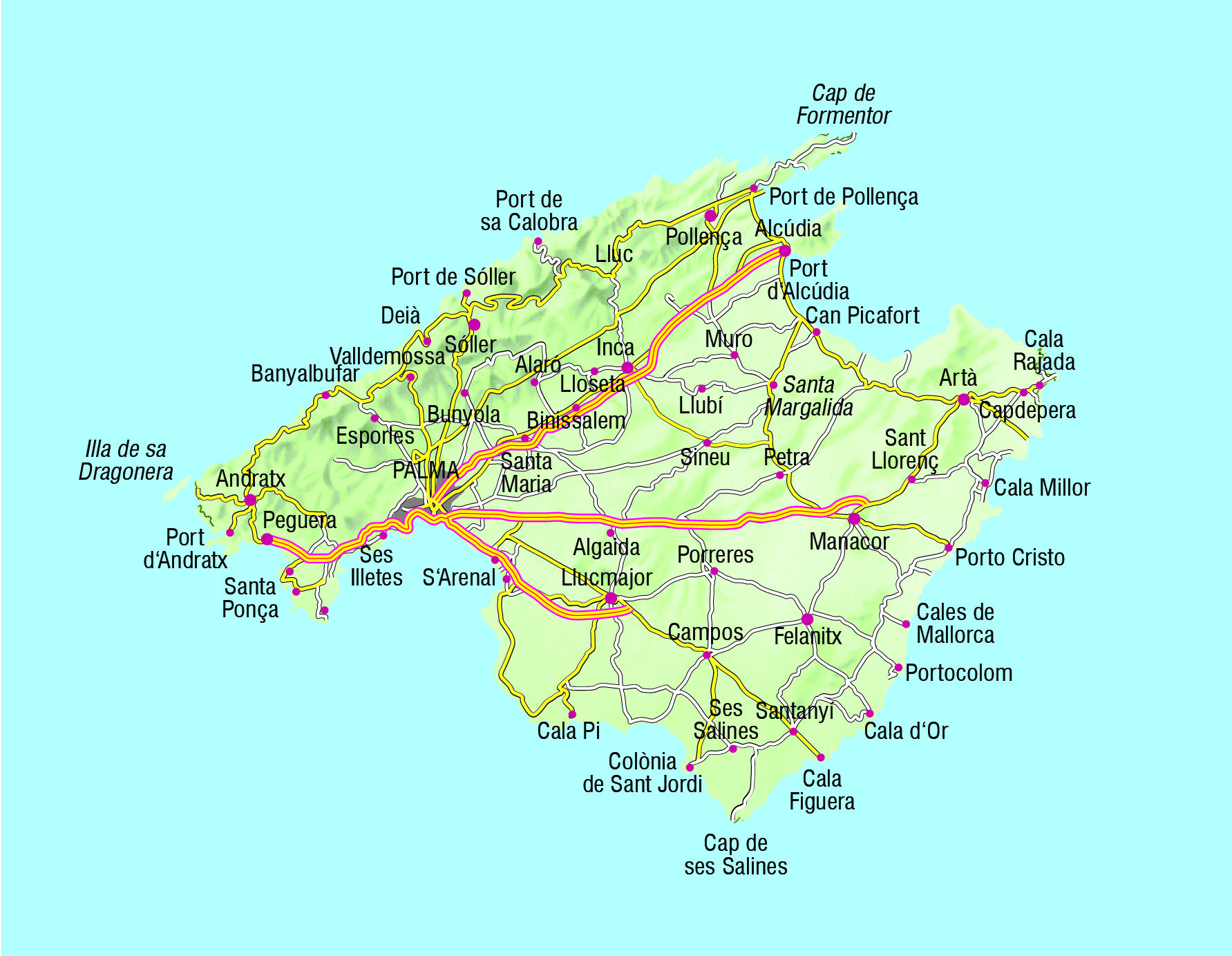 Mallorca Karte Kopie.Orte 
